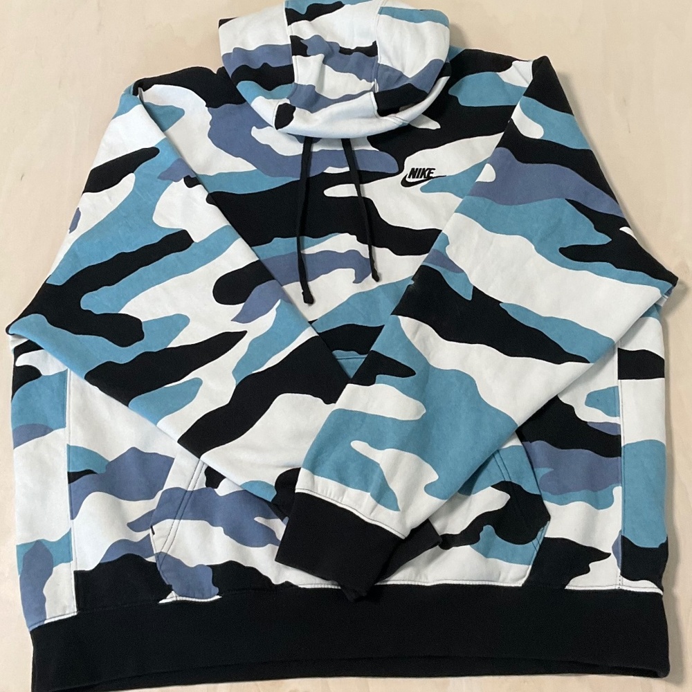 Nike Sportswear Club Fleece Hoodie - XL - Blue/Black Camo Print